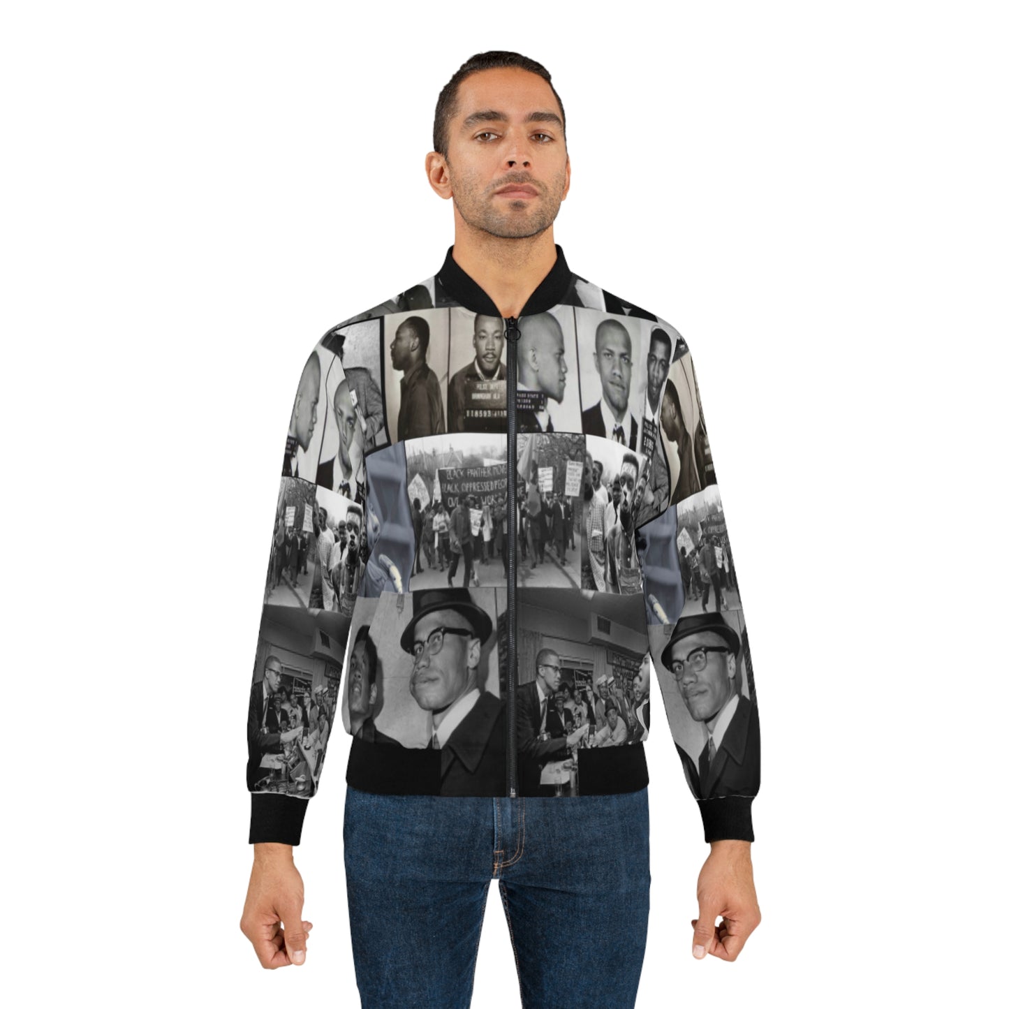 Black Men AOP Bomber Jacket